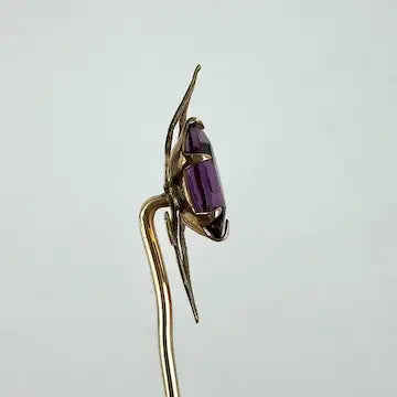 Amethyst Stick Pin with 14k Gold Top and Gold Filled Pin