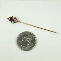Amethyst Stick Pin with 14k Gold Top and Gold Filled Pin