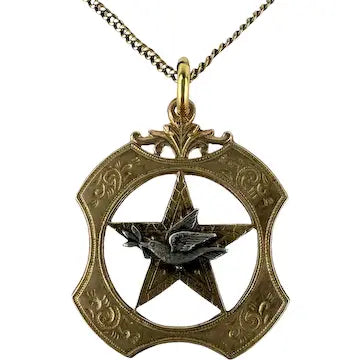 Antique 10k Gold Masonic Pendant on a Gold Filled Chain