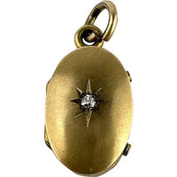 Antique 10k Yellow Gold Diamond Locket Charm