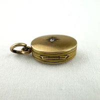 Antique 10k Yellow Gold Diamond Locket Charm