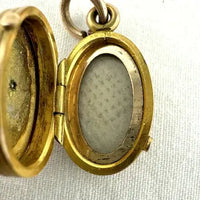 Antique 10k Yellow Gold Diamond Locket Charm