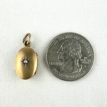 Antique 10k Yellow Gold Diamond Locket Charm