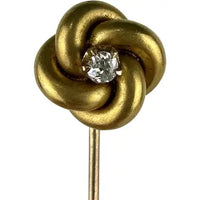 Antique 14k Gold Diamond Love Knot Stick Pin