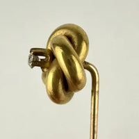 Antique 14k Gold Diamond Love Knot Stick Pin