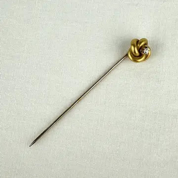 Antique 14k Gold Diamond Love Knot Stick Pin