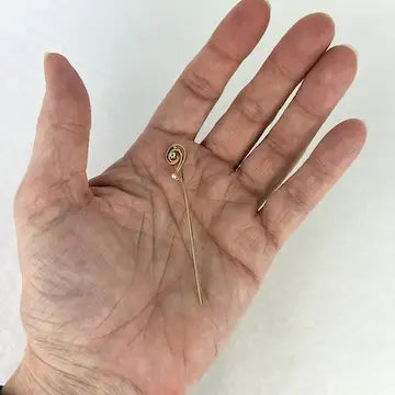 Antique 14k Gold Diamond and Pearl Stick Pin