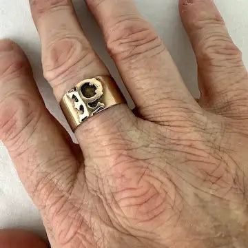 Antique 14k Gold Letter P Cigar Band Ring