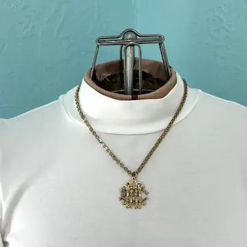 Antique 14k Gold Monogram Pendant Necklace on a Fancy Link Chain