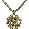 Antique 14k Gold Monogram Pendant Necklace on a Fancy Link Chain