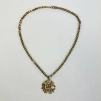 Antique 14k Gold Monogram Pendant Necklace on a Fancy Link Chain