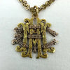 Antique 14k Gold Monogram Pendant Necklace on a Fancy Link Chain