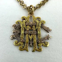 Antique 14k Gold Monogram Pendant Necklace on a Fancy Link Chain