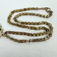Antique 14k Gold Monogram Pendant Necklace on a Fancy Link Chain