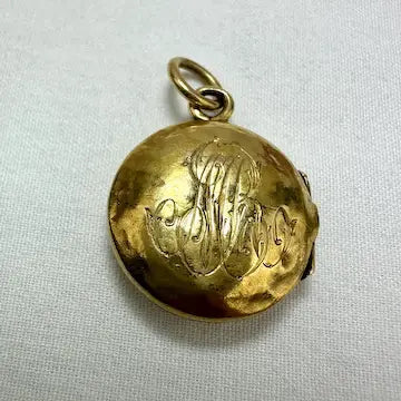 Antique 14k Gold Monogrammed Locket Charm Pendant
