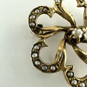Antique 14k Gold Pearl Watch or Locket Pin