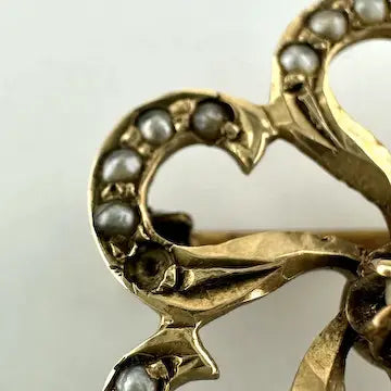 Antique 14k Gold Pearl Watch or Locket Pin