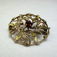 Antique 14k Gold Ruby Pin