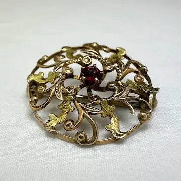 Antique 14k Gold Ruby Pin