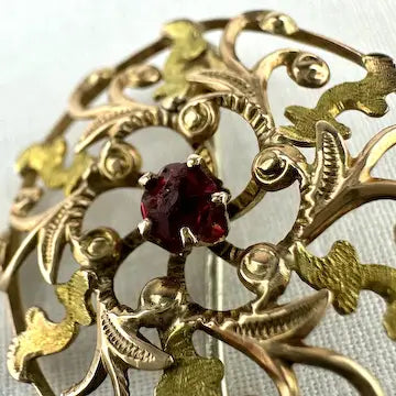 Antique 14k Gold Ruby Pin