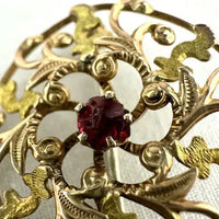 Antique 14k Gold Ruby Pin