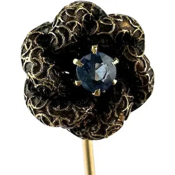 Antique 14k Gold Sapphire Love Knot Stick Pin
