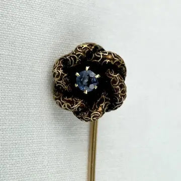 Antique 14k Gold Sapphire Love Knot Stick Pin