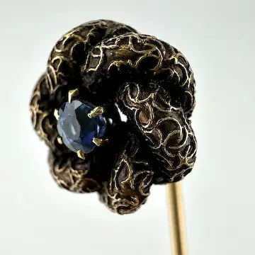Antique 14k Gold Sapphire Love Knot Stick Pin