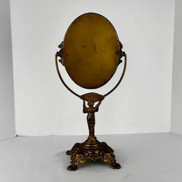 Antique Art Nouveau Figural Swivel Shaving Mirror