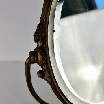 Antique Art Nouveau Figural Swivel Shaving Mirror