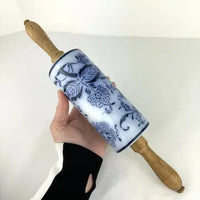 Antique Blue Onion Pattern Porcelain Rolling Pin
