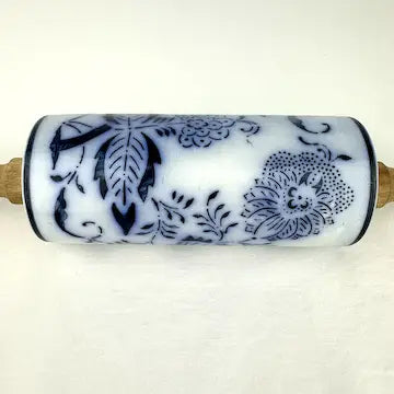 Antique Blue Onion Pattern Porcelain Rolling Pin