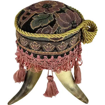 Antique Bovine Horn Primitive Pin Cushion