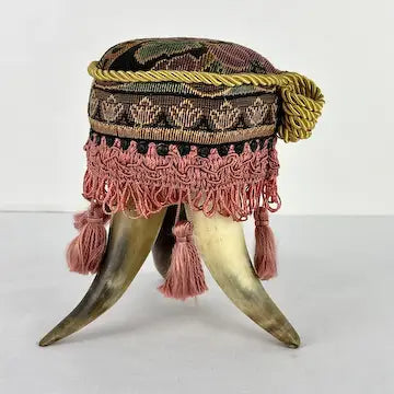 Antique Bovine Horn Primitive Pin Cushion