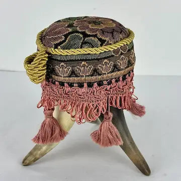 Antique Bovine Horn Primitive Pin Cushion