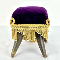 Antique Bovine Horn Primitive Square Purple Pin Cushion