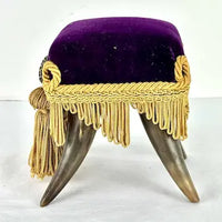 Antique Bovine Horn Primitive Square Purple Pin Cushion