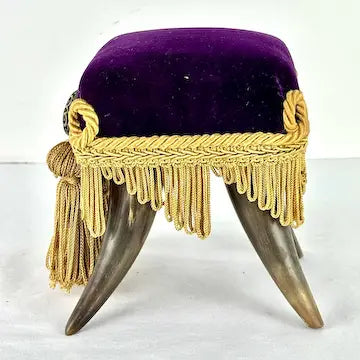Antique Bovine Horn Primitive Square Purple Pin Cushion