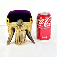 Antique Bovine Horn Primitive Square Purple Pin Cushion