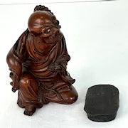 Antique Boxwood Carving of Chinese Immortal Deity
