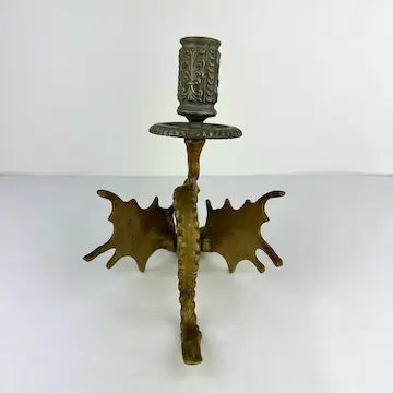 Antique Brass Winged Griffin Candle Holders