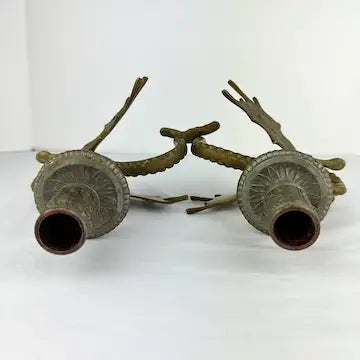 Antique Brass Winged Griffin Candle Holders