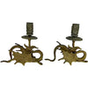 Antique Brass Winged Griffin Candle Holders