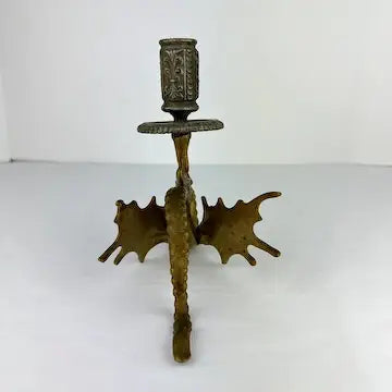 Antique Brass Winged Griffin Candle Holders