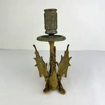 Antique Brass Winged Griffin Candle Holders