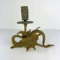 Antique Brass Winged Griffin Candle Holders