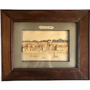 Antique Chinese Cork Diorama of River Scene