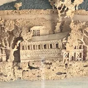 Antique Chinese Cork Diorama of River Scene