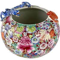 Antique Chinese Porcelain Mille Fleur Brush Pot