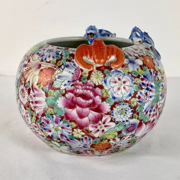 Antique Chinese Porcelain Mille Fleur Brush Pot